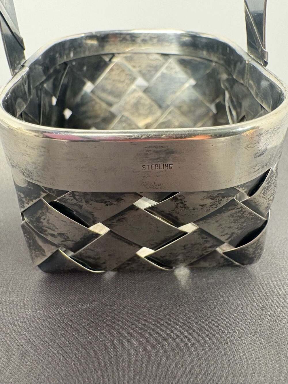 Rare Cartier Sterling Silver Miniature Woven Basket.
